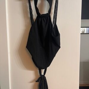 Chic Black Halter Top with Lace Straps